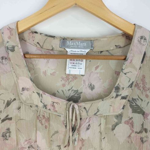 マックスマーラ MAX MARA 90S~00S 銀タグ イタリア製 PUMA SETA スクエアネック 花柄 ブラウス レディース EUR:40